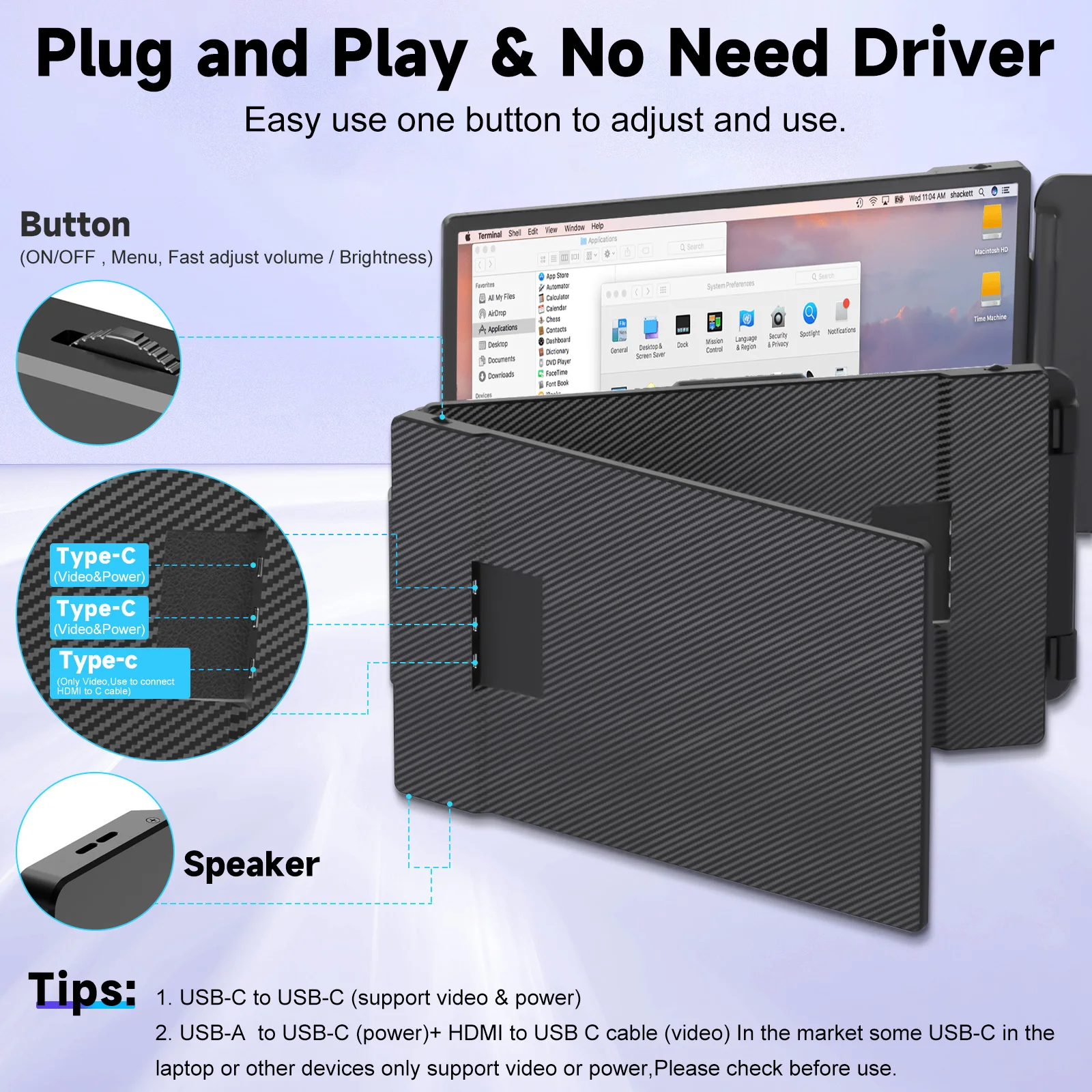 

OEM/ODM S2 Triple Folding Screen Extender 14-Inch FHD 1920x1080p IPS Portable Mon itor Laptop Gaming Business USB Interfaces