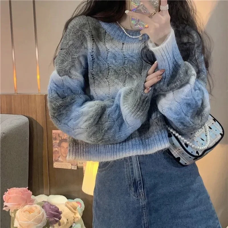 

Autumn/Winter New Gradient Retro Japanese Slouchy Sweater Women Korean Edition Versatile Design Feels Small Popular Outwear Tren