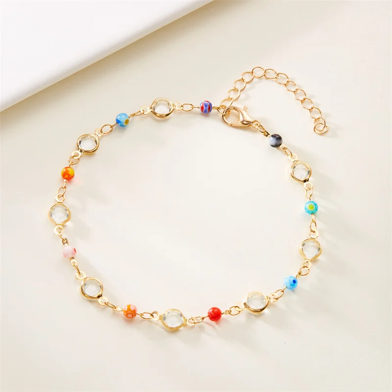 Harajuku Cherry Blossom Flower Bracelet For Women Fashion Elegant Sakura Crystal Glass Beaded Bracelet Girl Party Jewelry Gift