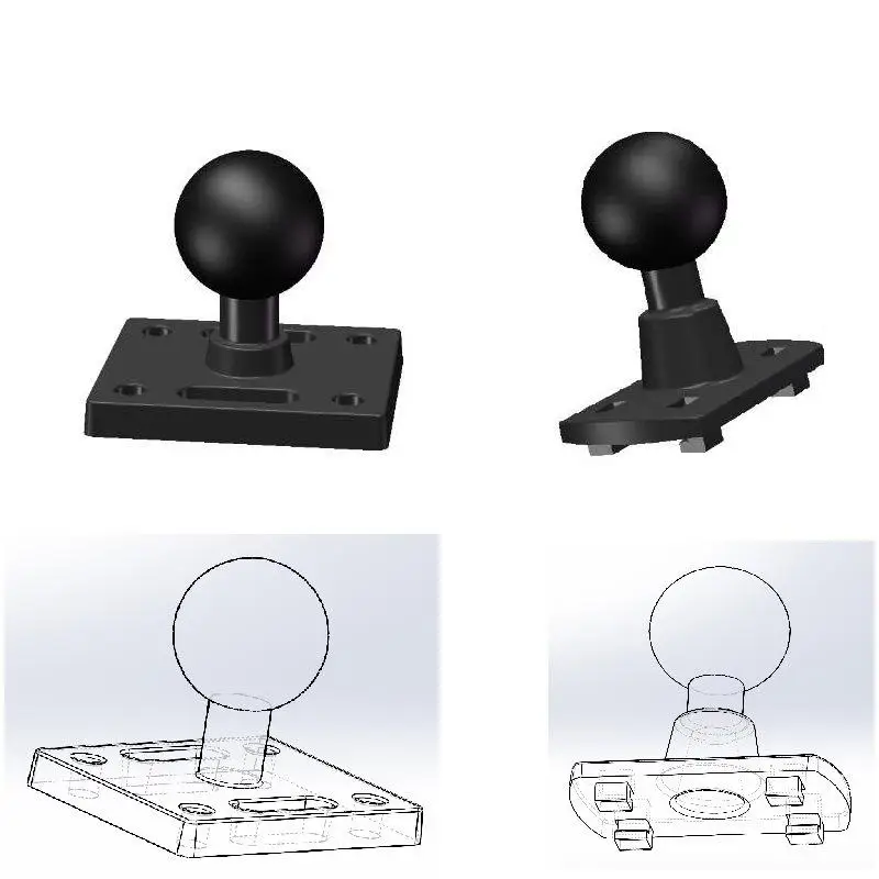 ∘25mm Ball Mount Base Heavy Duty Aluminum Alloy Square Ball Plate Fits Socket Arm for Bike Handlebar Accessory Mount