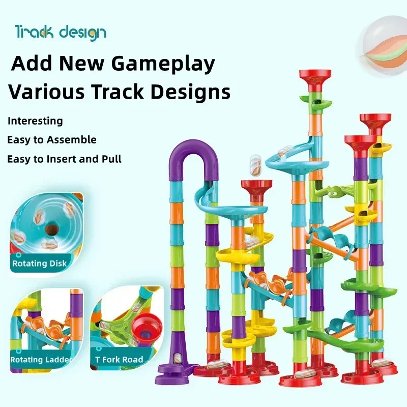 50/197Pcs Dzieci Diy Game Marble Run Race Track Building Blocks Toys 3D Maze Ball Rolling Marbles Running Track Coaster Gift