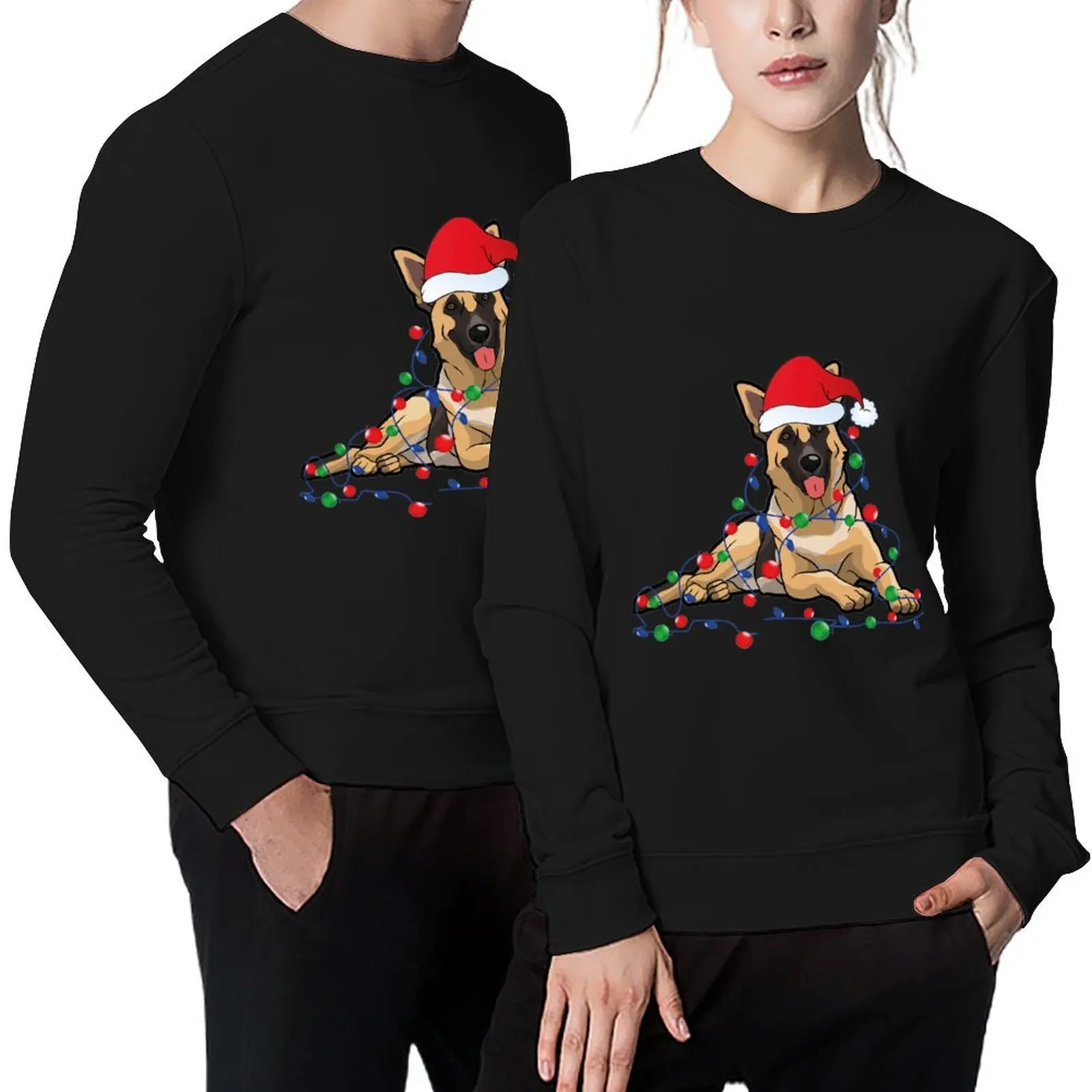 

Christmas Lights German Shepherd Dog With santa Pullover men's clothes aesthetic clothing clothes for men men sweatshirt