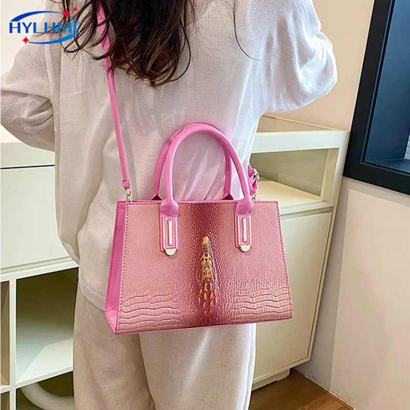 

Crocodile Style Women Handbag 2024 New Retro Leather Simple Style Casual Shoulder Messenger Bag Fashion Small Messenger Bags