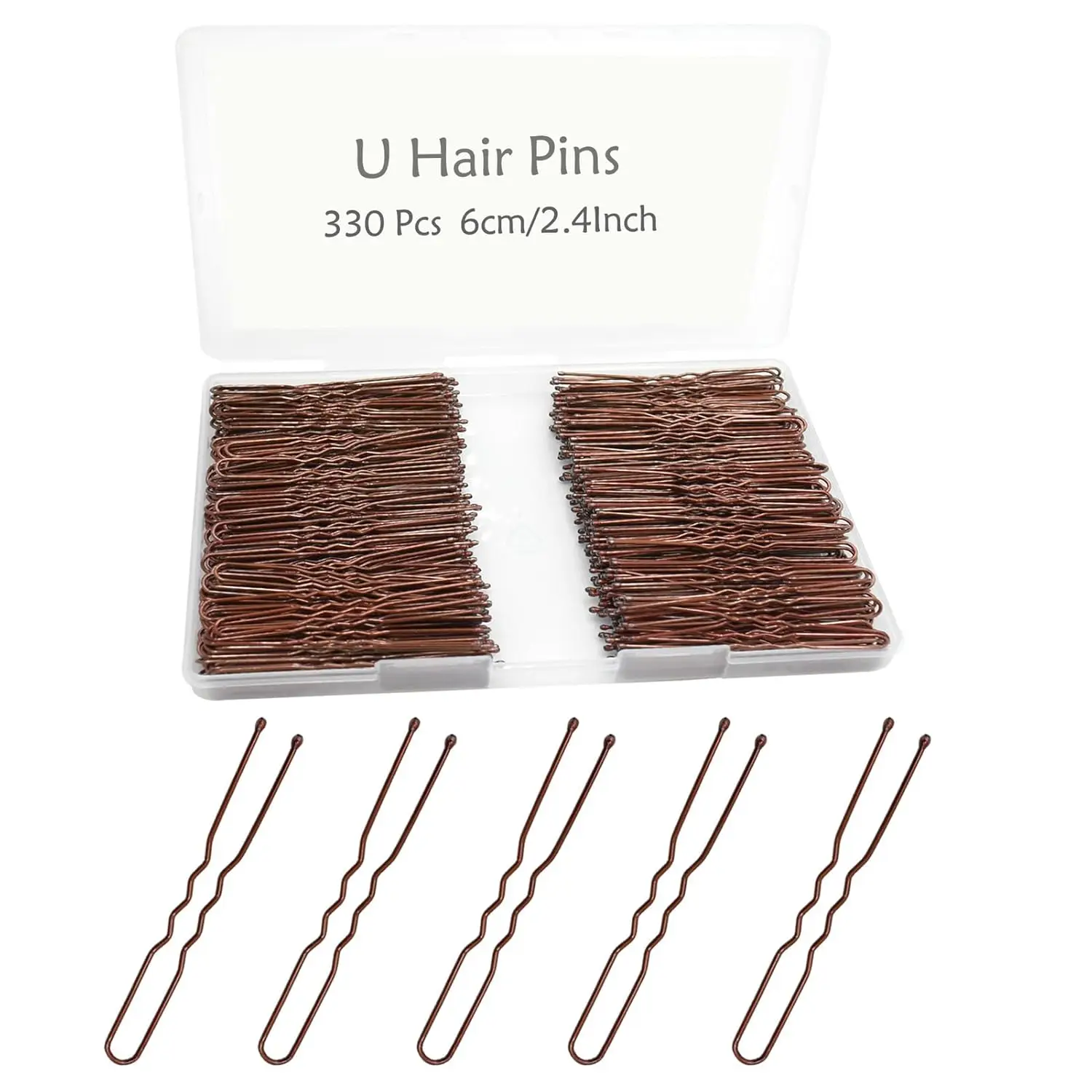 

330 Count U Shaped Hair Pins Brown, 2.4inch Bun Pins for Women with Storage Box, Hair Accessories for All Hair Types