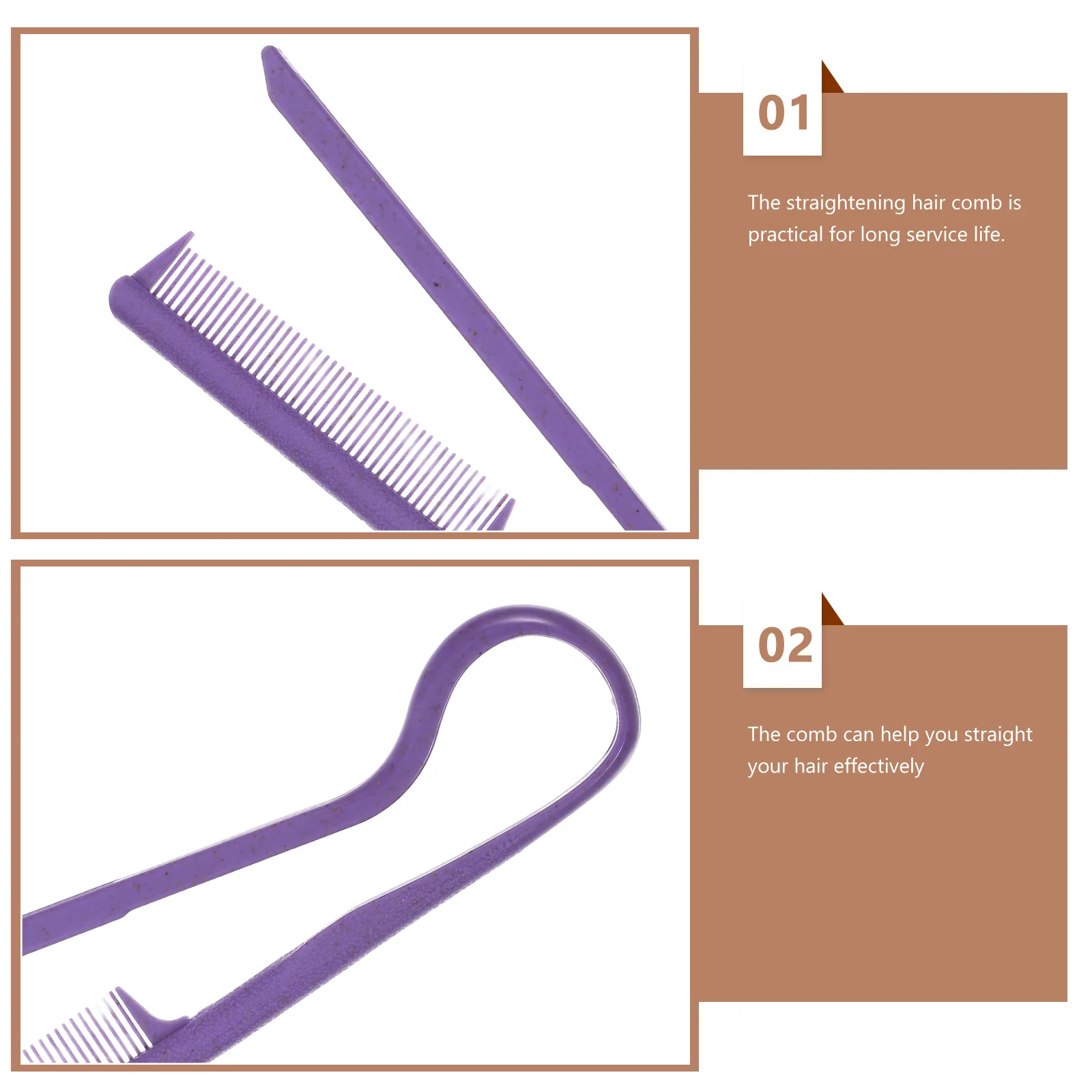 

2Pcs V-Shaped Hair Straightening Comb Plastic Clip Styling Hairdresser Parting Tool Straightening Comb Flat Brush