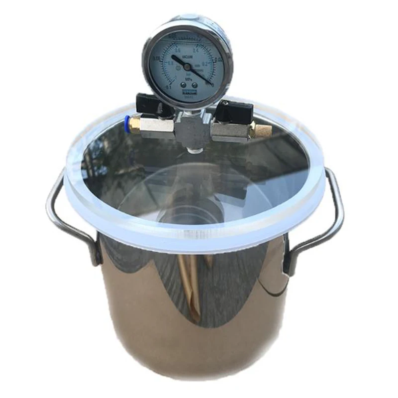 25CMX25CM 10L Vacuum Defoaming Tank Barrel Stainless Steel Vacuum Chamber Crystal Glue Maker Glue Epoxy Resin Silica Gel