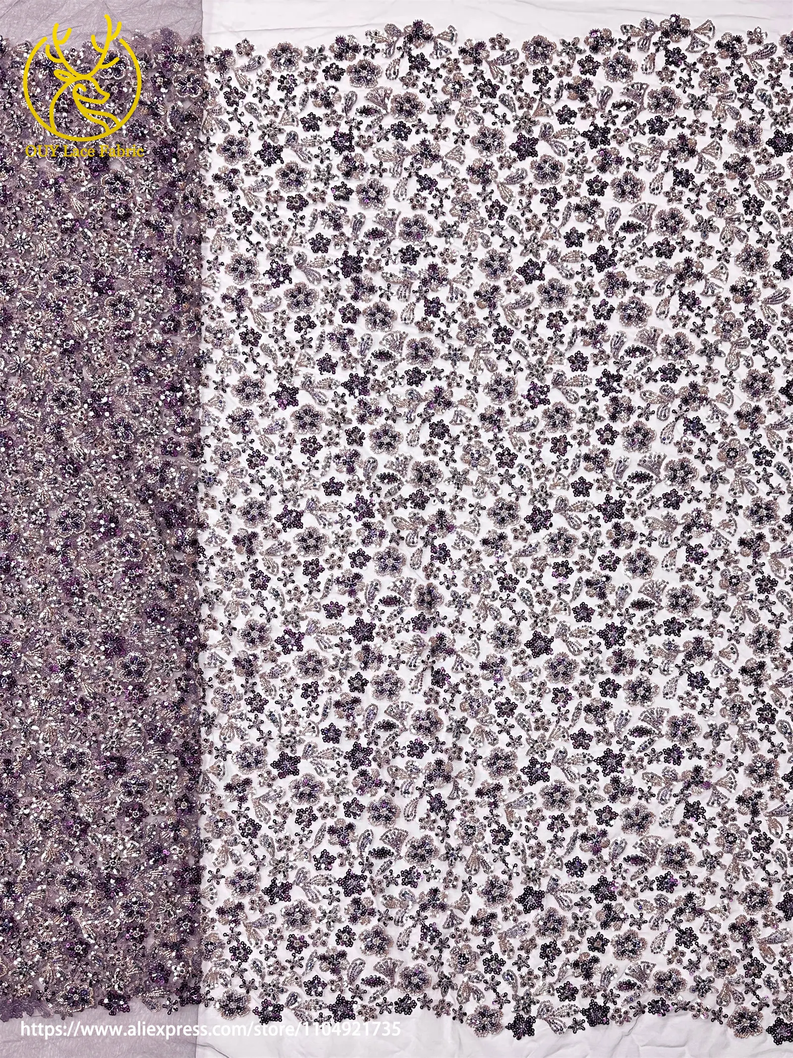 2026 Eleganter französischer Mesh-Spitzenstoff mit Perlen, hochwertiger afrikanischer nigerianischer Pailletten-Tüll-Spitzenstoff für Hochzeitskleider zum Nähen – Detail 8