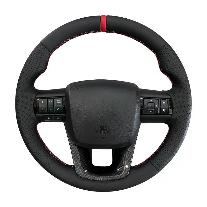 Full Leather Steering Wheel With Buttons For Toyota Hilux Revo Fortuner Steering Wheel Modification Car Accessories Customized