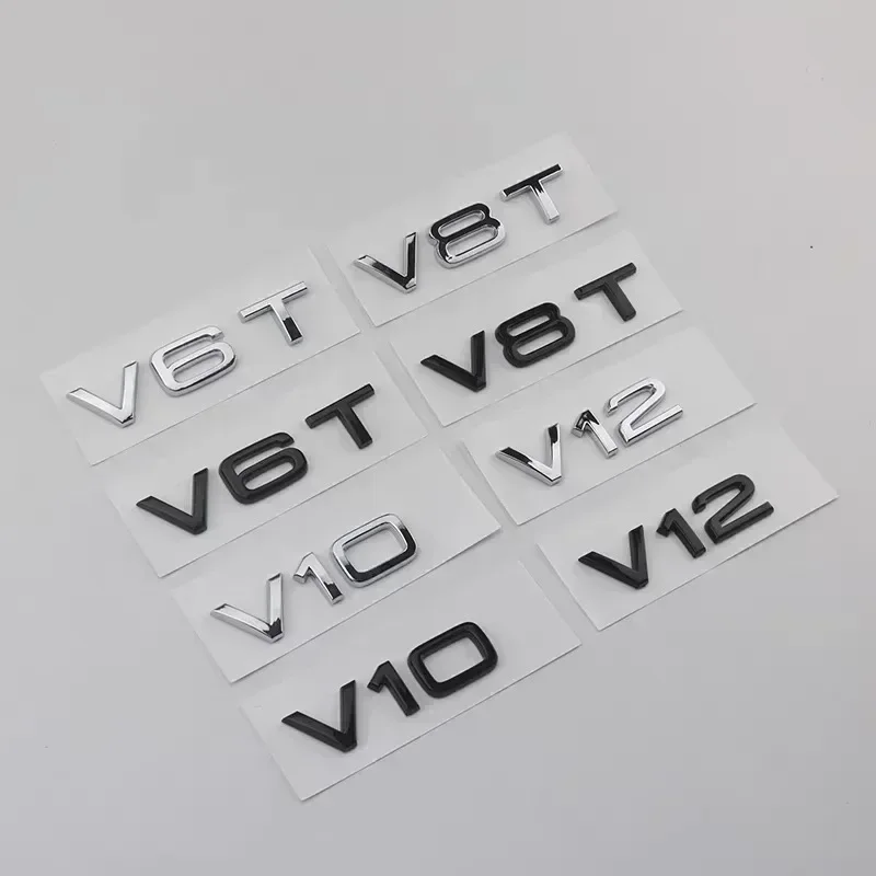 

2PCS ABS 3D badge Emblem Audi V6T V8T leaf label V10 V12 side label for A4L A5 A6L A7 Q3 Q6 Q7 car label displacement sticker