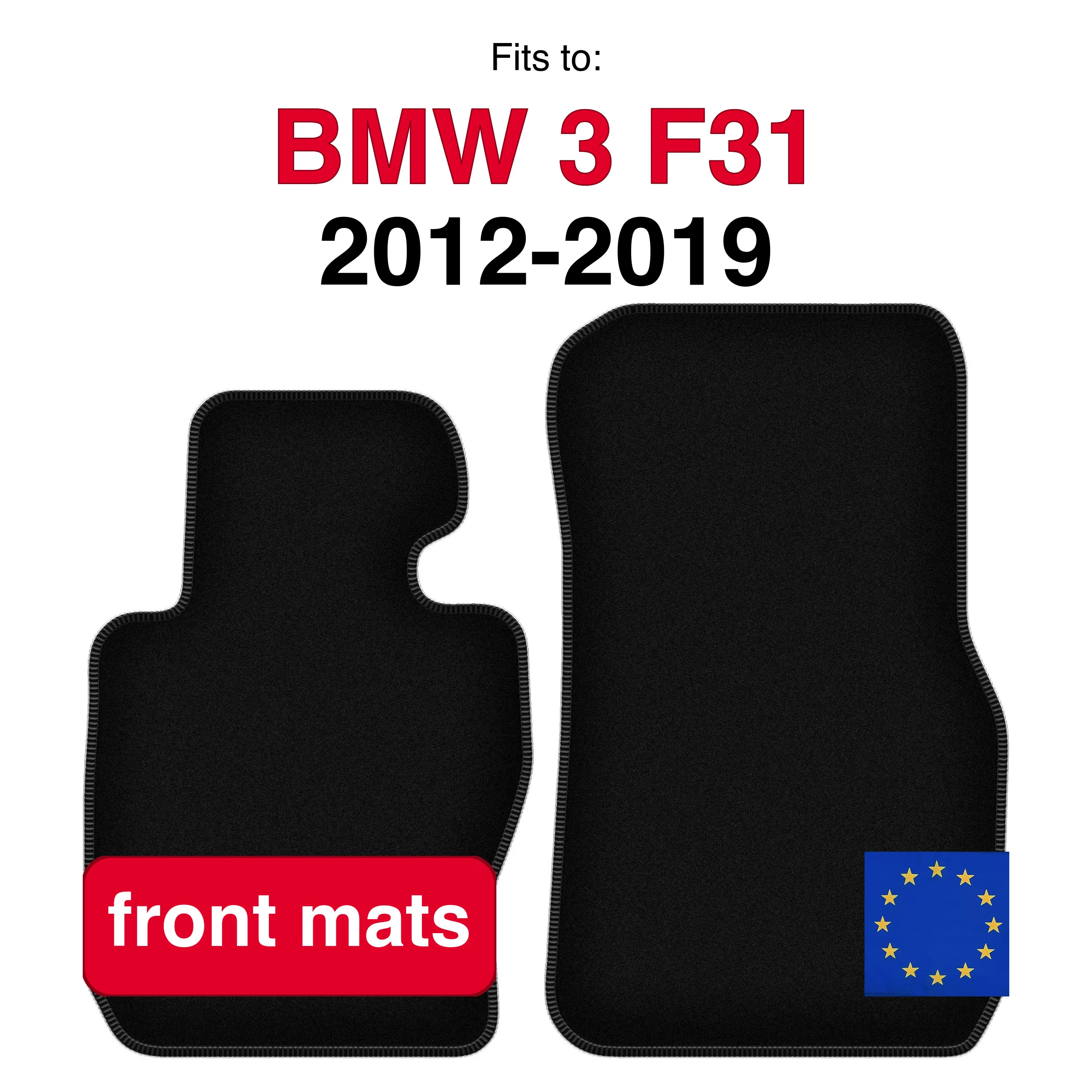 Auto velours vloermatten voor BMW 3 F30 sedan xDrive (2012-2019) - Zwart BASIC (2 stuks) set auto vloermatten voor