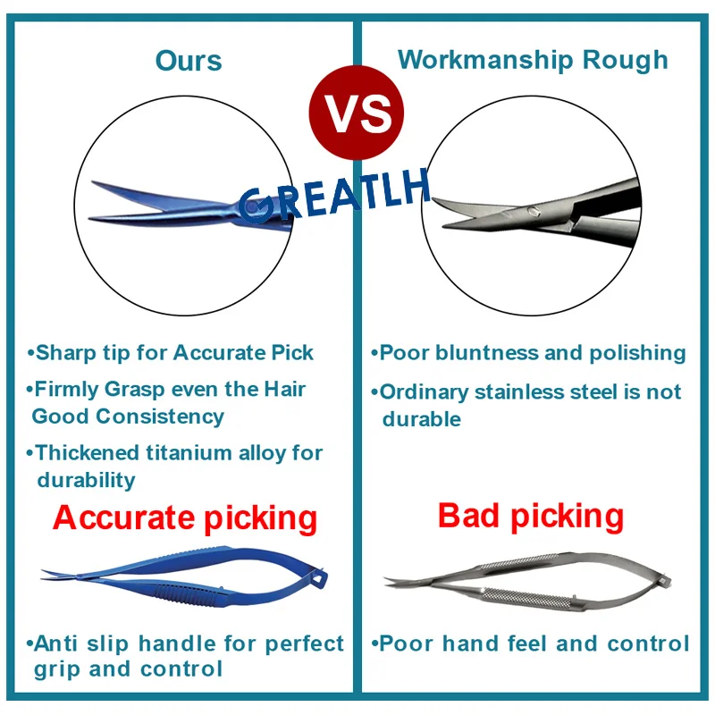 Titanium tesouras para oftálmico, pálpebra ferramenta