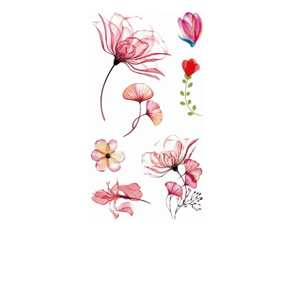 Disposable Watercolor Cherry Blossom Tattoo Sticker Waterproof Small Fresh Temporary Tattoo Sticker Anti Sweat Coloured Drawing