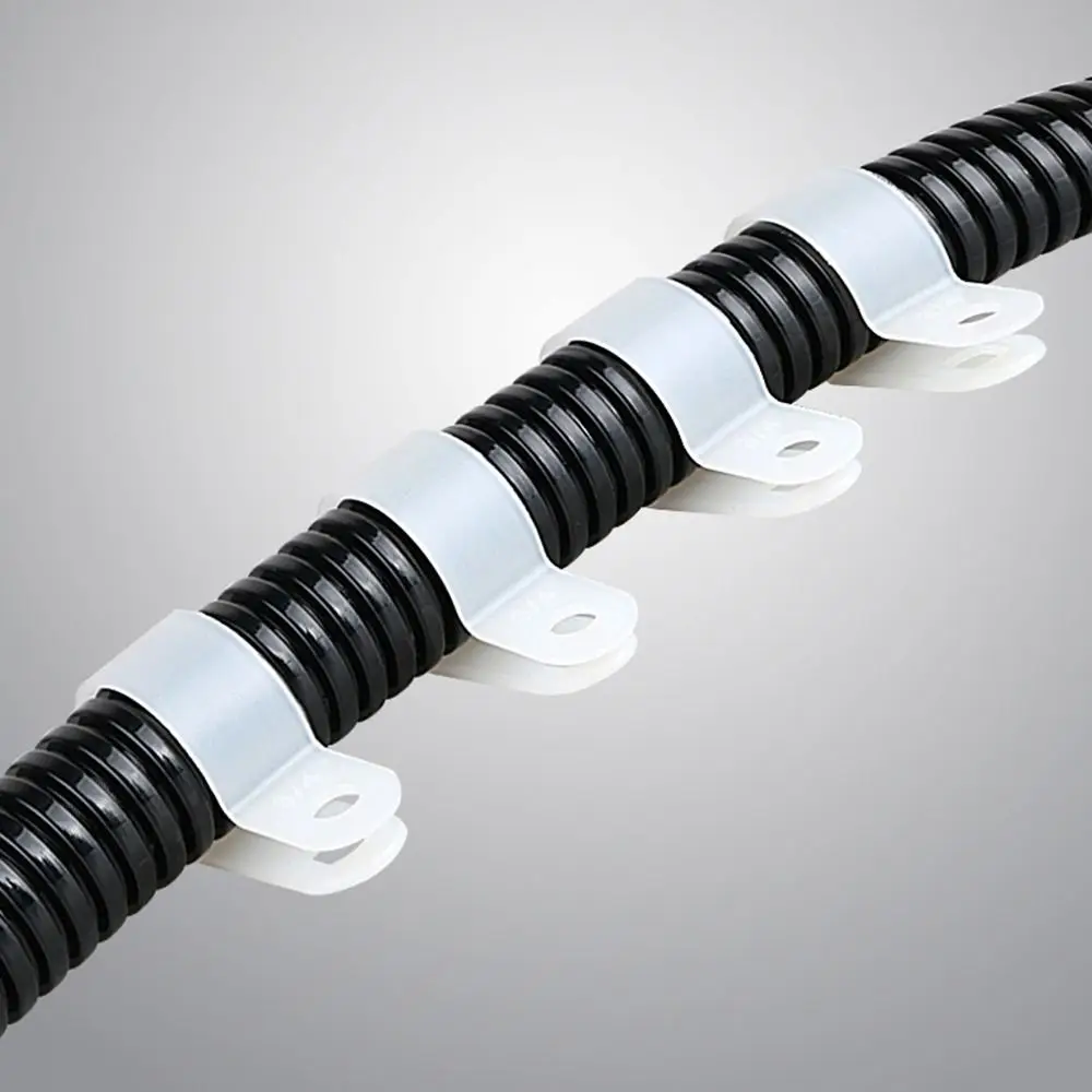 10PCS Adjustable Plumbing Tightening R-Type Hose Clamp Nylon Assortment Kit Cable Clip Fixed Plastic Fastening Buckles Cable