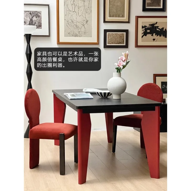 

French antique dining American retro all solid wood dining dining household rectangular ash wood