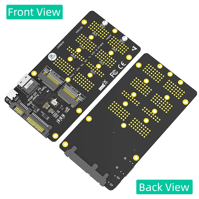 M2 SSD Adapter M.2 NVME M Key to SFF-8654 with Type C Power M.2 SATA B Key to SATA 2.5