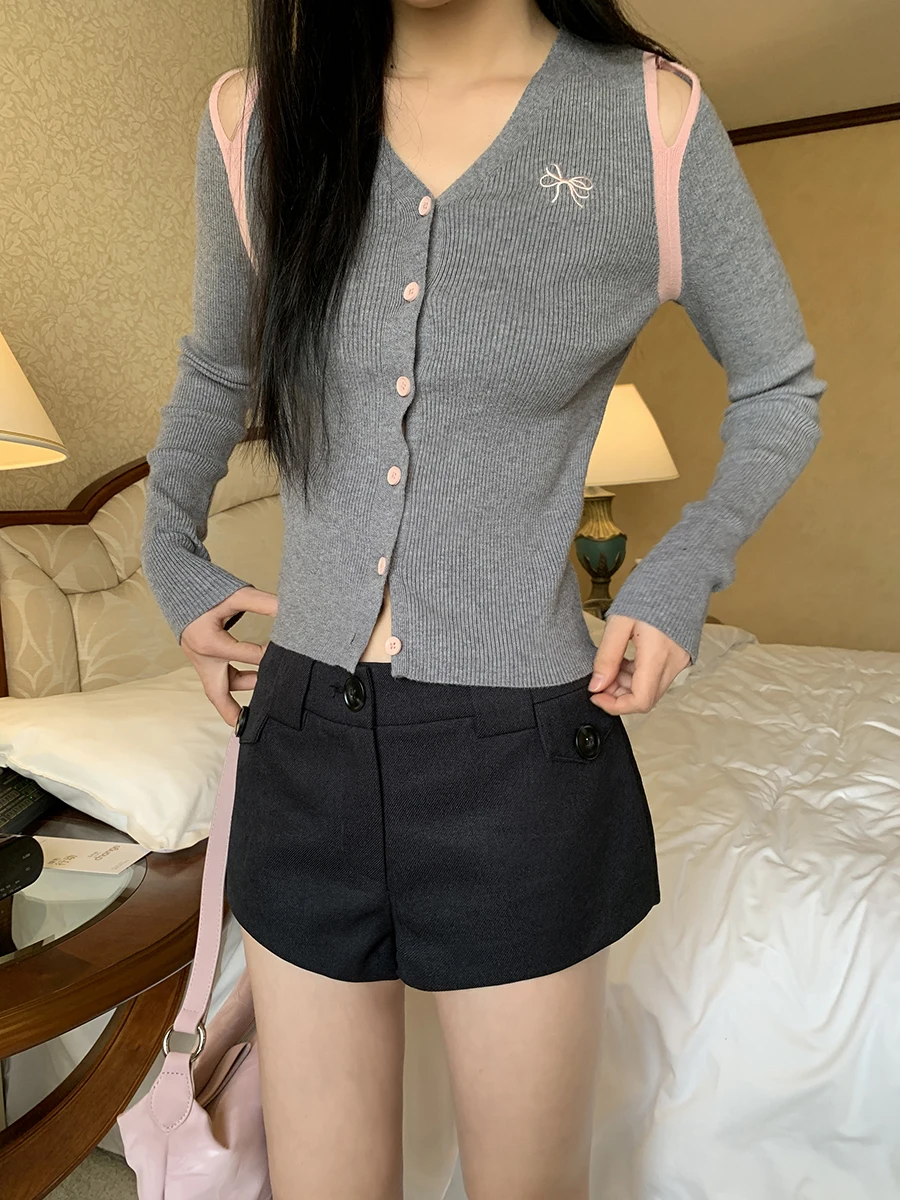 شورت نسائي أحمر بتصميم المشاهير، نمط أمريكي عصري، سروال قصير صيفي، خصر منخفض، أرجل مستقيمة، مزيج من البوليستر #5