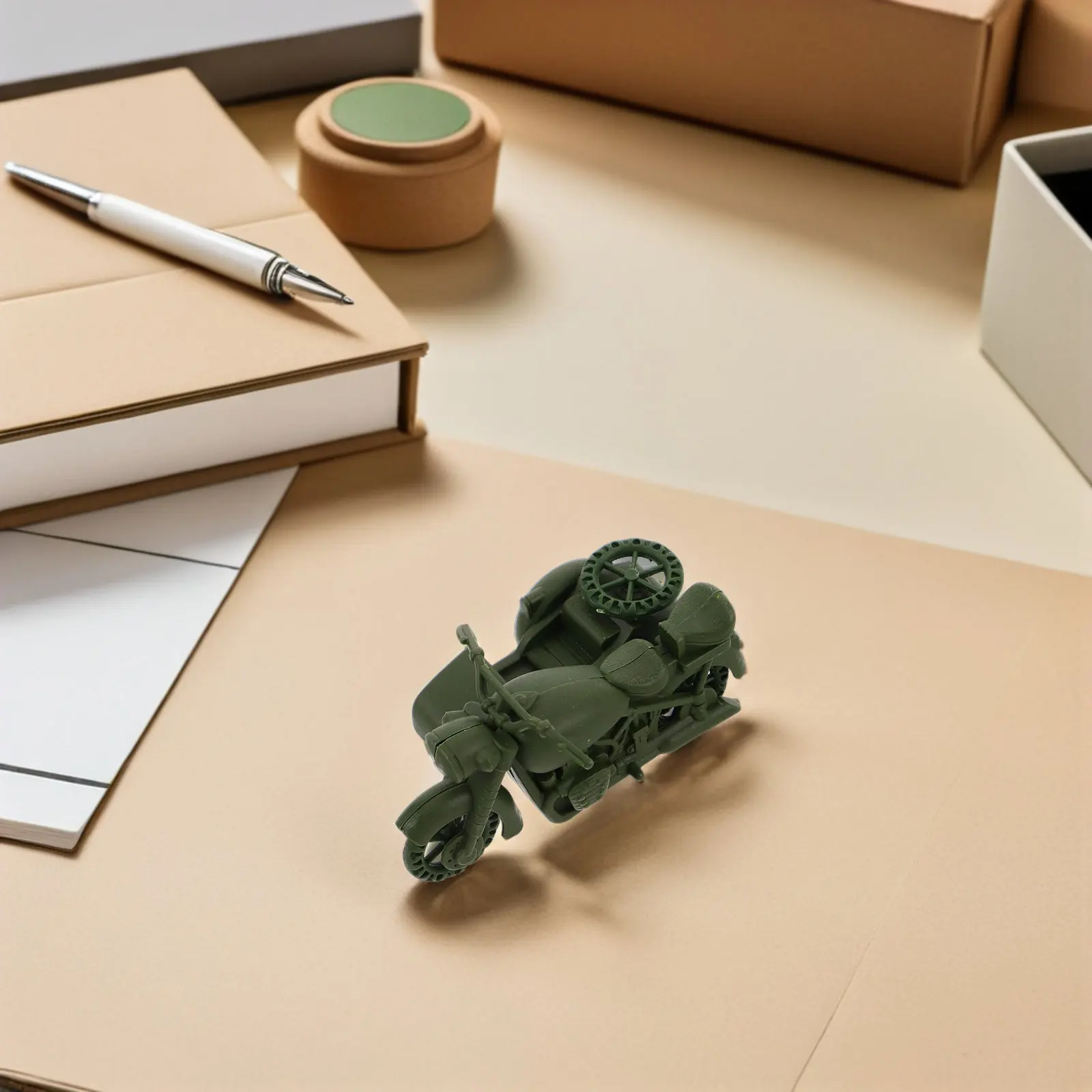 

20Pcs Realistic Military Motorbike Miniature Three-Wheel Design PP Construction for Tabletop War Game Army Vehicle Collection