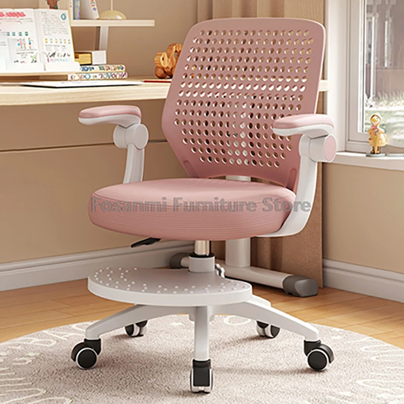 

Детский сетчатый настольный стул с подлокотниками, эргономичный детский учебный письменный домашний регулируемый компьютерный вращающийся стул, офисные студенческие стулья