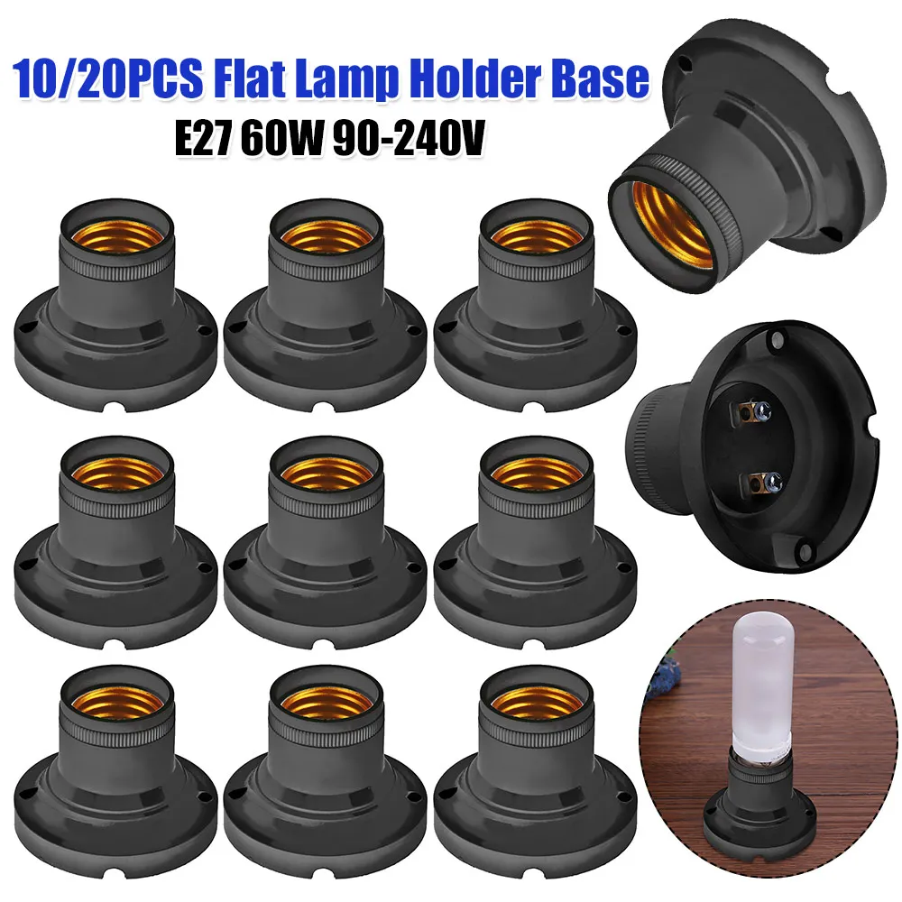 

10-20PCS Bulb Base Converters E27 Flat Lamp Head Conversion Holder Lighting Accessories 60W 90-240V for Restaurant Kitchen