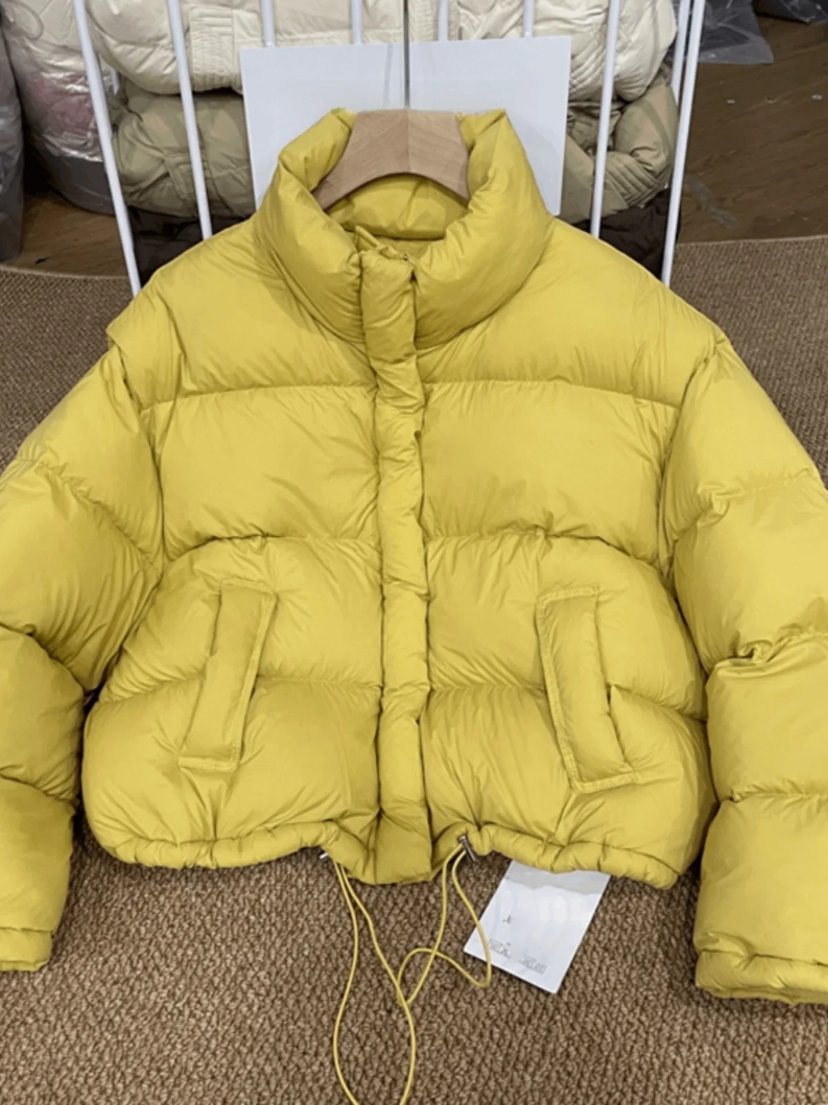 

Корейская повседневная свободная хлопковая куртка с воротником-стойкой для женщин, модная зимняя верхняя одежда, укороченная, с длинными рукавами