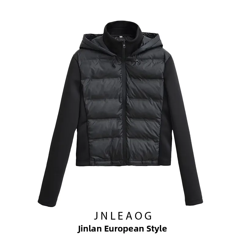 

JNLEAOG Модная хлопковая куртка для женщин, теплая, приталенного кроя, весенняя новинка, из полиэфирного волокна, с длинными рукавами, с капюшоном, на молнии