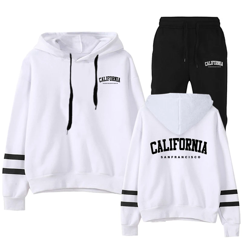 

Womens Tracksuit City Printing Casual Hooded Sweatshirt Suit Daily Commute Versatile Street Clothing Hot Sales Woman Pants Sets