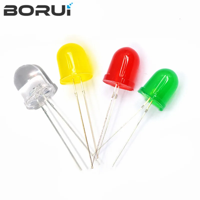 

10Pcs F10 10MM LED Emitting Diode Red White Yellow Green Blue 3V DIY PCB Circuit Transparent Diffused Arduino Bulb