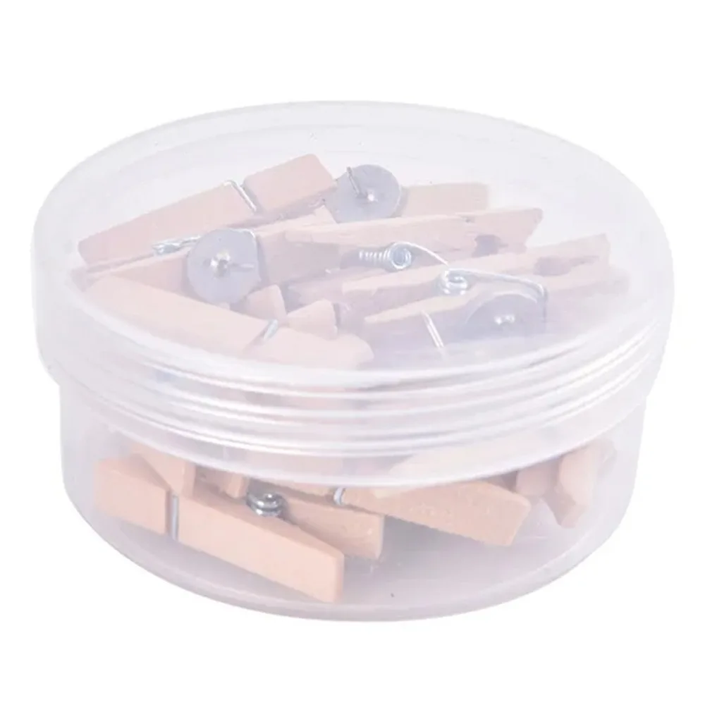 

20Pcs/Box Creative Wooden Clip Push Pins Reusable Durable Pushpins with Clips DIY with Box Decorative Studs Photo Wall Decor