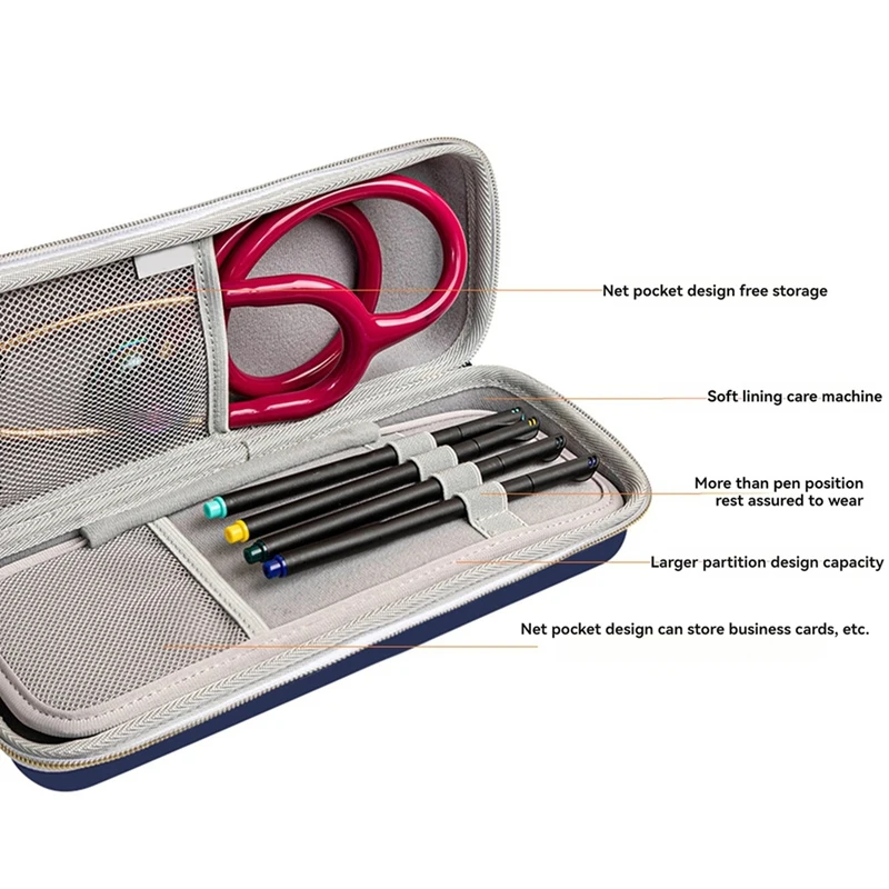 Bolsa de armazenamento multifuncional para estetoscópio, para 3m littmann classic iii/leve ii s.e, caixa de armazenamento de casca dura doméstica