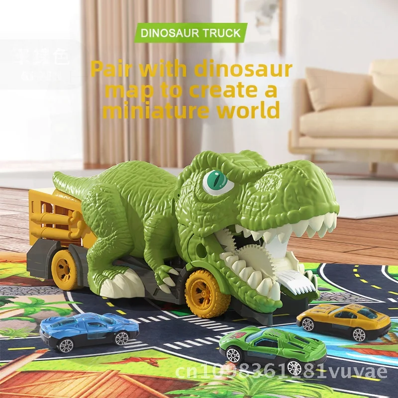 Grande voiture à hirondelle de dinosaure pour garçons, jouet en alliage rétractable avec rangement de cartes, jouet de développement de l'intelligence visuelle pour enfants