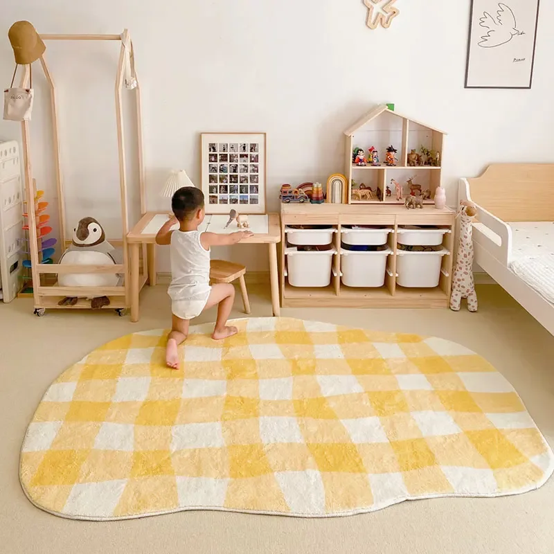 Grid Minimalist Large Area Living Room Carpet Comfortable and Soft Bedroom Home Decoration Children's Room Carpet