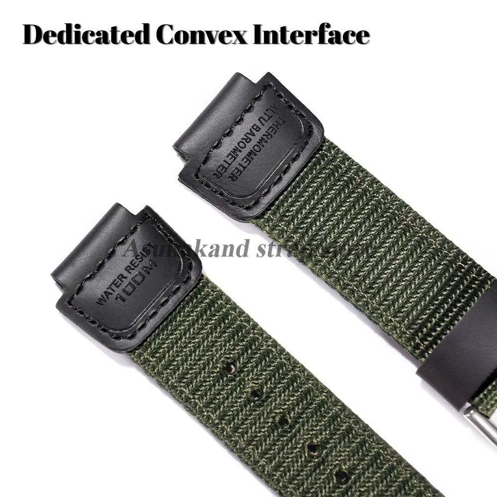 18 مللي متر أخضر أسود بني نايلون قماش الرياضة حزام ساعة اليد ل SGW400 F91W F84 F105/108/A158/168 AE1200/1300 محدب الرجال سوار الفرقة