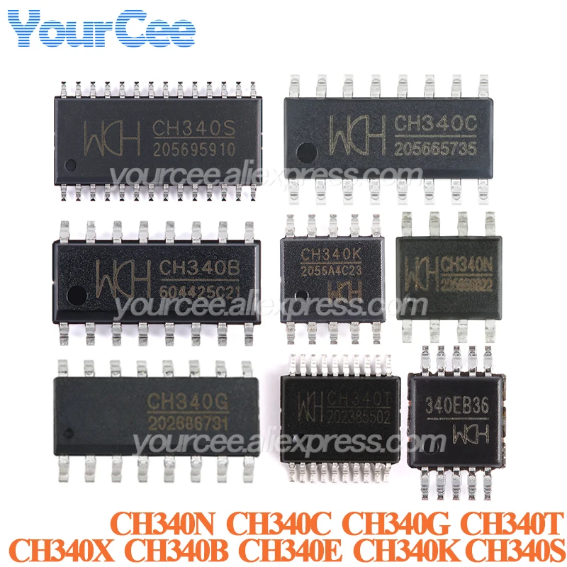 10pcs/1pc USB to UART Interface Chip CH340 CH340C CH340G CH340T CH340N CH340X CH340B CH340E CH340K CH340S Chip IC