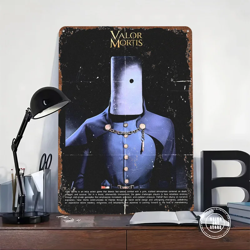 Valor Mortis Game Printing Poster Customized Retro Wall Art Vintage Metal Signs for Mancave Interior Decoration Living Room Home