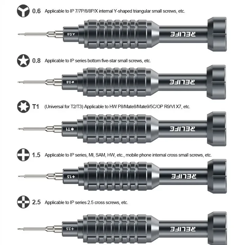 RELIFE RL-730A Universal Disassembly Screwdriver Set for Phone Strong Magnetic Suction Extra Hard S2 Steel Bit Repair Tools