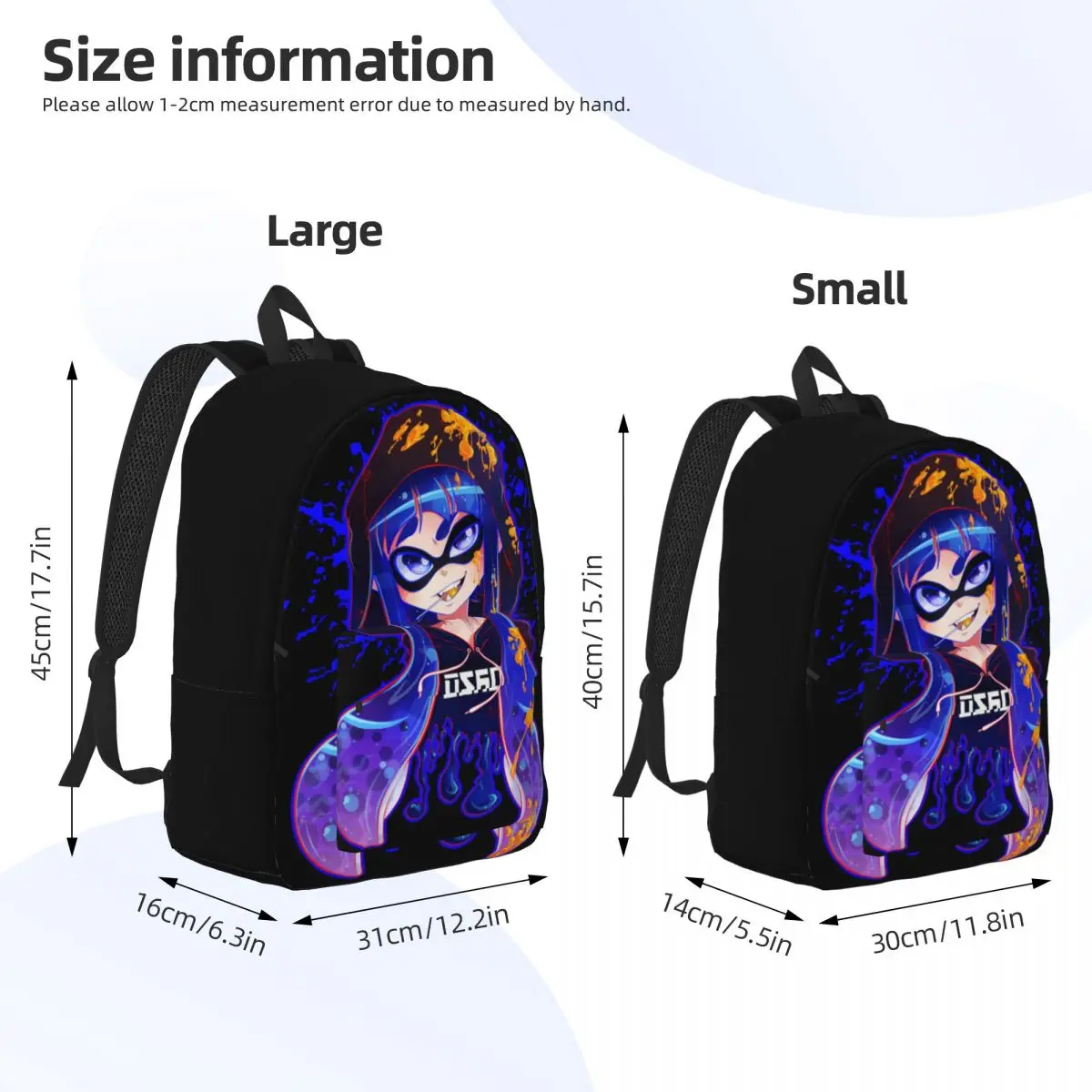 Zaino Splatoon Inkshot per ragazzo ragazza bambini studente scuola Bookbag Squid Ink Game Daypack borsa primaria prescolare con tasca