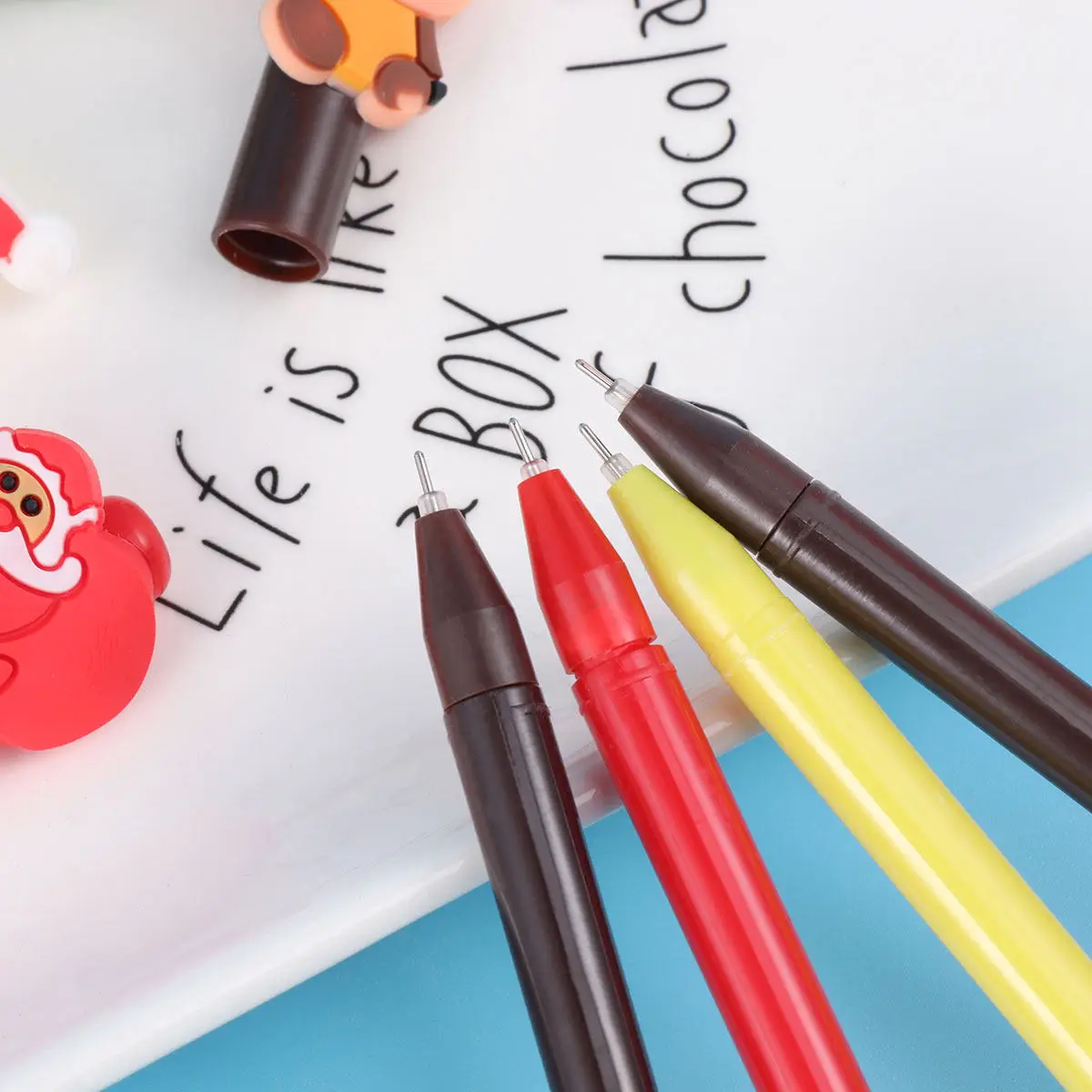 12pcs Christmas Gel Pens Set – Fun Tree, Santa, Elk, Snowman Designs, Lightweight Writing Gifts for Students