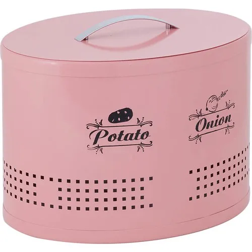 Nilşah 2 Compartments Oval Potato Onion Storage Box Pink