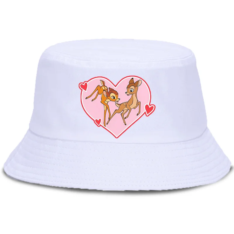 Anime Bambi Printed Fisherman Hat Cute Cartoon Basin Hats Autumn Summer Beach Sun Shade Boys Girls Panama Cap Gift