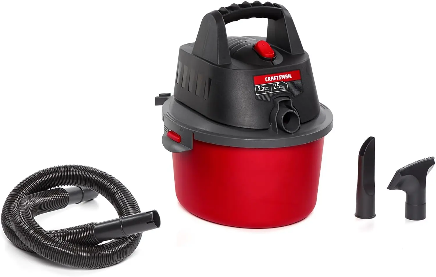 

2.5 Gallon Wet Dry Vacuum, Portable Shop Vac with Filter Bag, Hose & Attachments for Home Cleaning