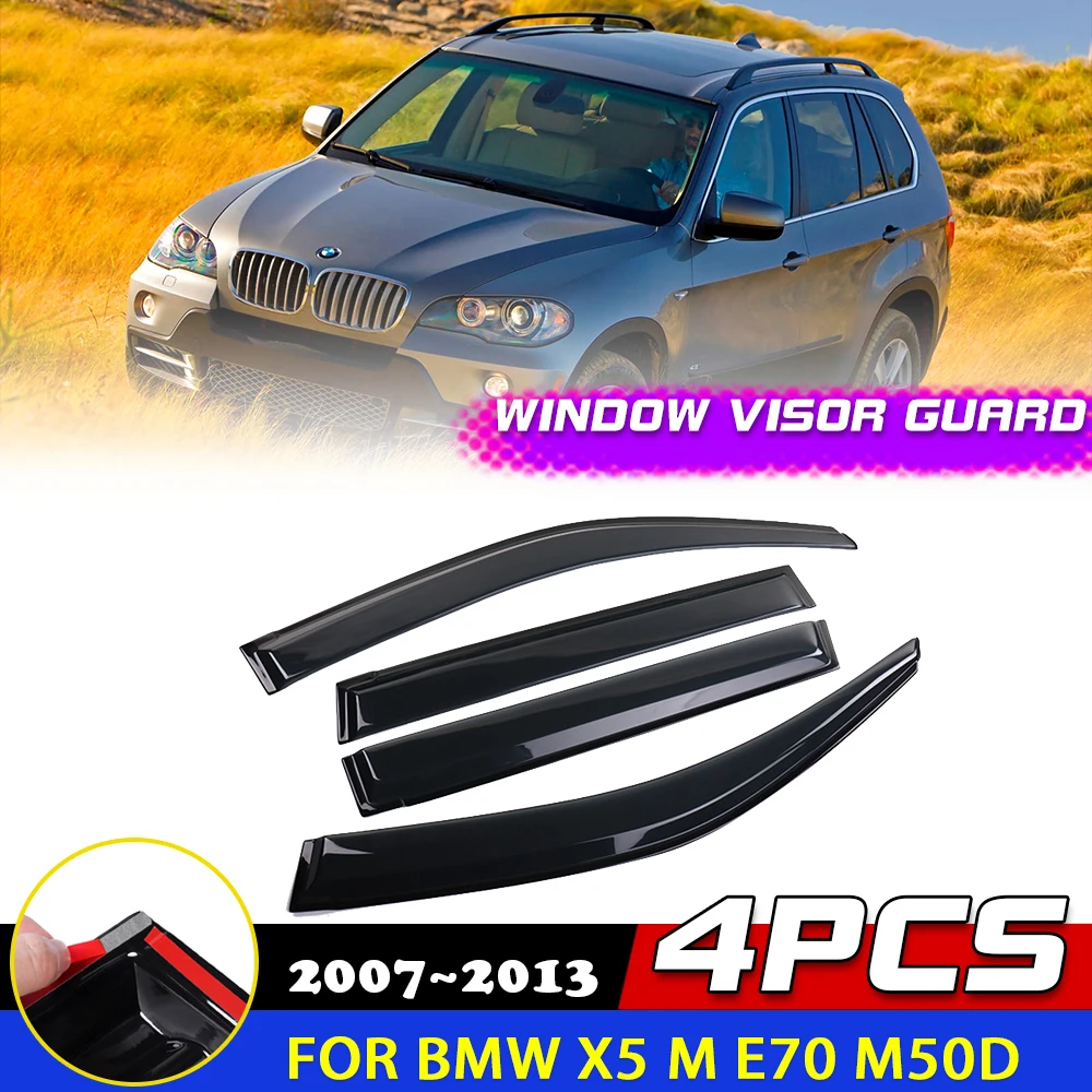 Windows Visor for BMW X5 M E70 M50d 2007~2013 Black Door Smoke Deflector Guard Cover Awnings Sun Rain Eyebrow Sticker Accessorie