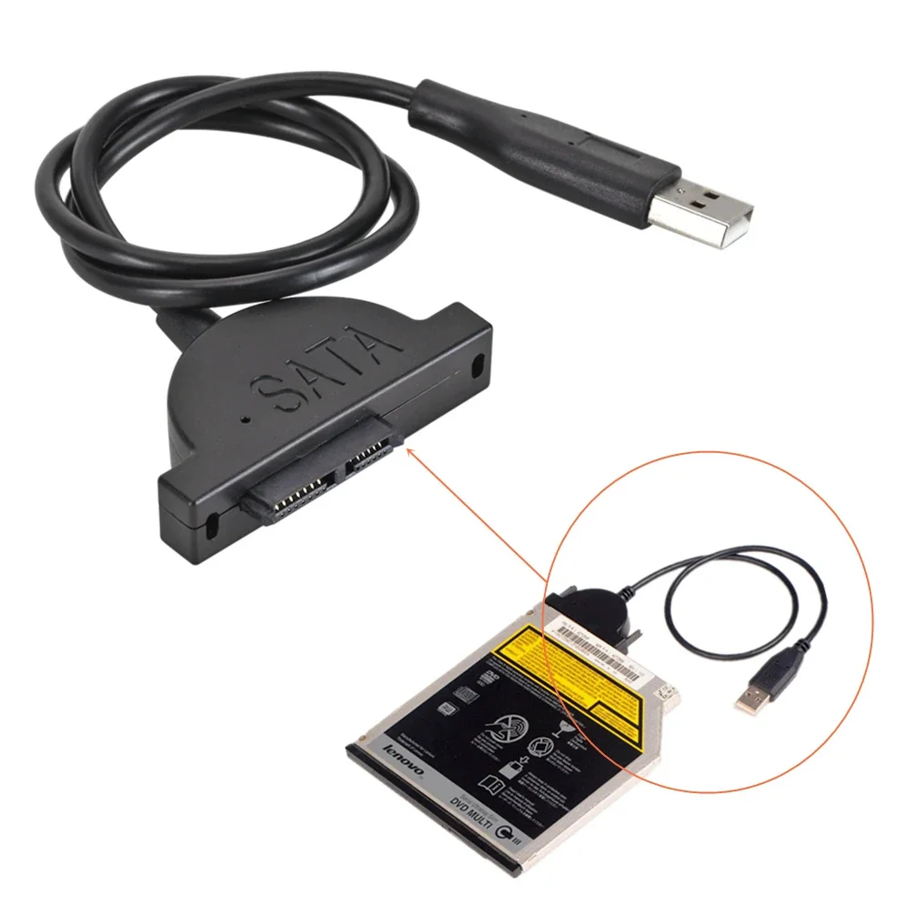 USB 2.0 to Mini Sata II 7+6 13Pin Adapter for Laptop CD/DVD ROM Slimline Drive Converter Cable Screws steady style USB 2.0 SATA