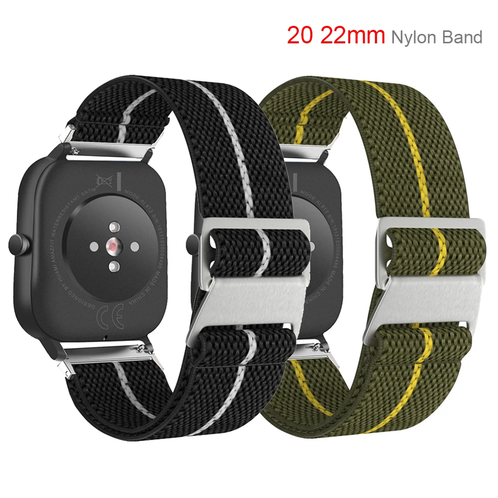 20 22mm New Nylon Band For Huami Amazfit GTS 4 3 2e Mini Bip 5 U S Lite Braided Watch Bracelet Strap For GTR 42 47mm Pace Strato