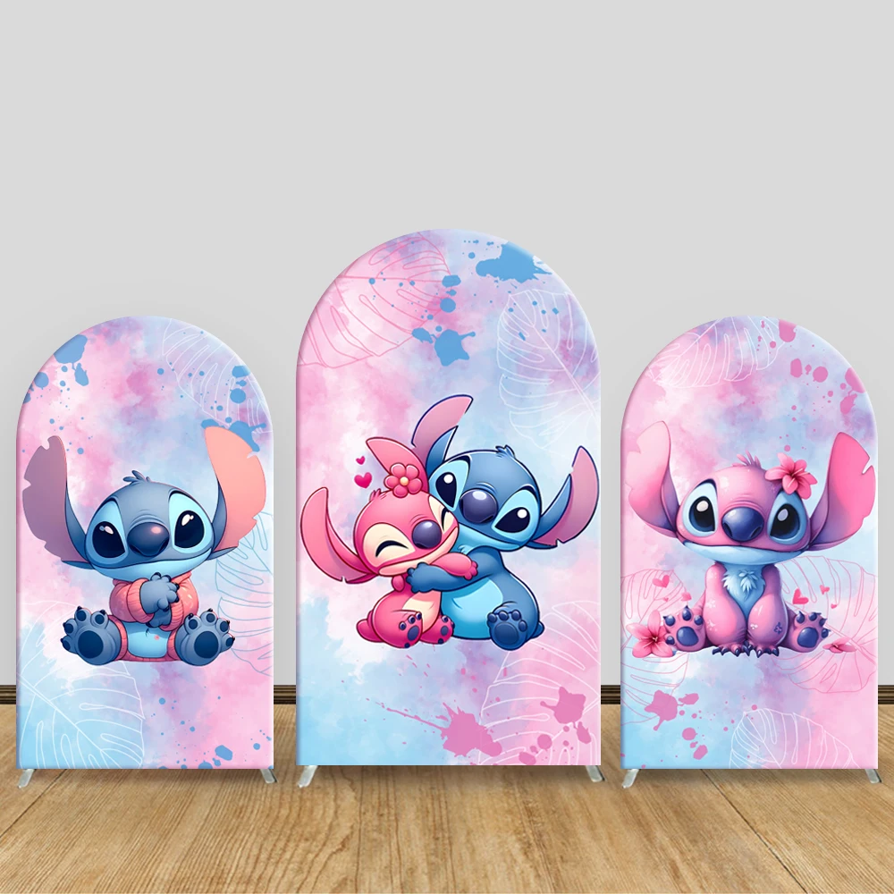 

Lilo & Stitch Arch Backdrop Custom Cover Disney Theme Kids Birthday Party Decor for Baby Shower Elastic Photography Background