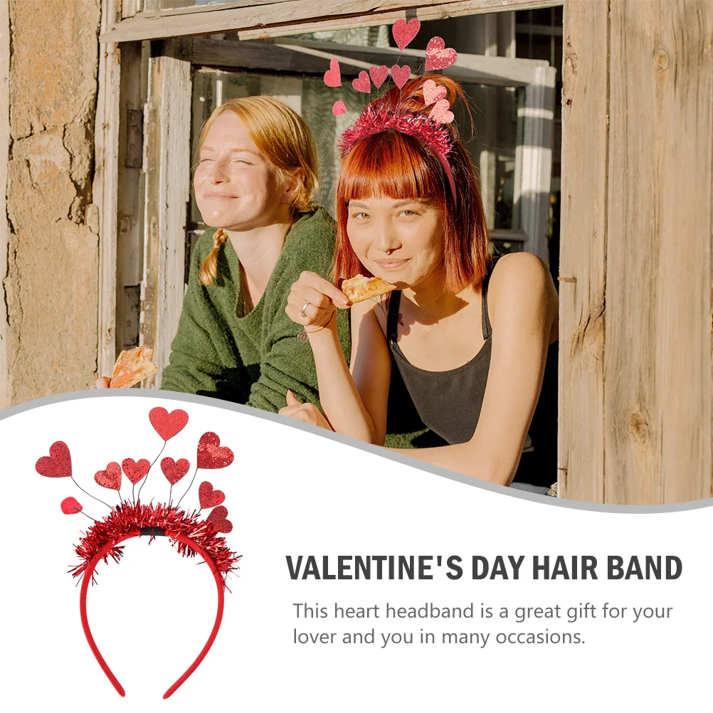 

2Pcs Heart Shaped Headbands Comfortable Lightweight Fit Valentines Day Party Birthday Christmas Hair Decor for Festival