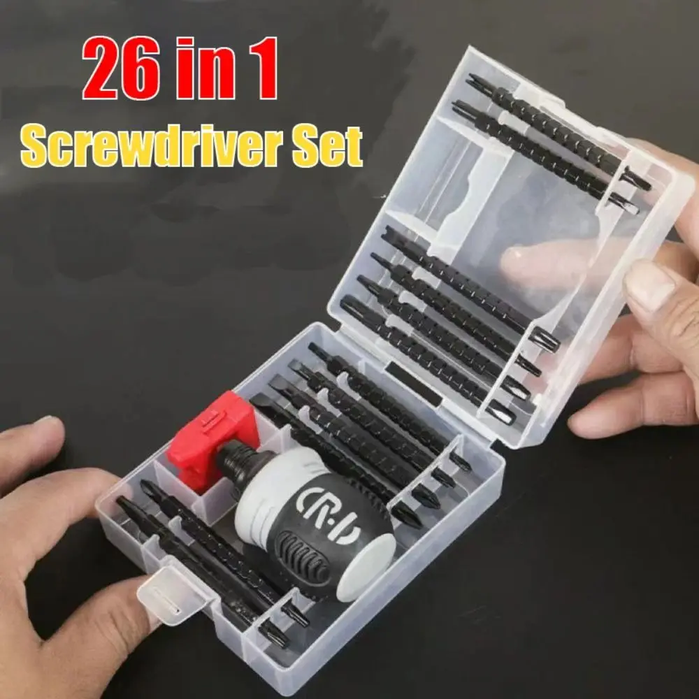 

Compact 26 In 1 Ratchet Screwdriver Set Dual-purpose Magnetic Slotted Screwdriver Labor-Saving Phillips Screwdriver Home Repair