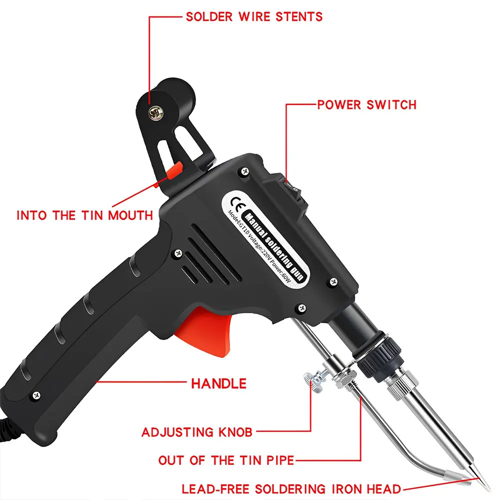 Hand-Held Internal Heating Electric Soldering Iron 60W 110V/220V US/EU Plug Automatically Send Tin Gun Welding Repair Tool