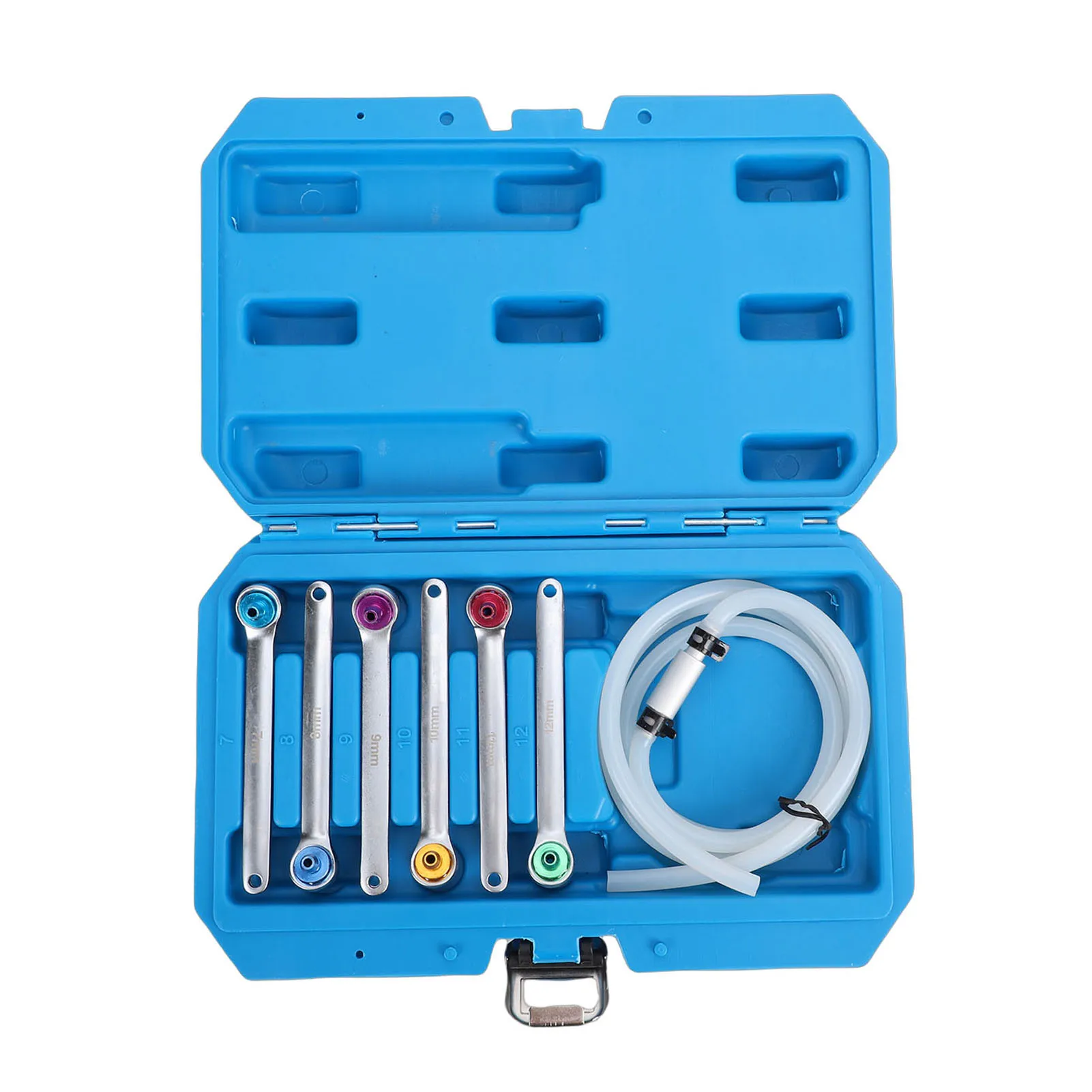 7pcs Brake Bleeder Wrench Set 7 8 9 10 11 12mm Brake Bleeding Wrench Kit with Check Valve Hose for Vehicles