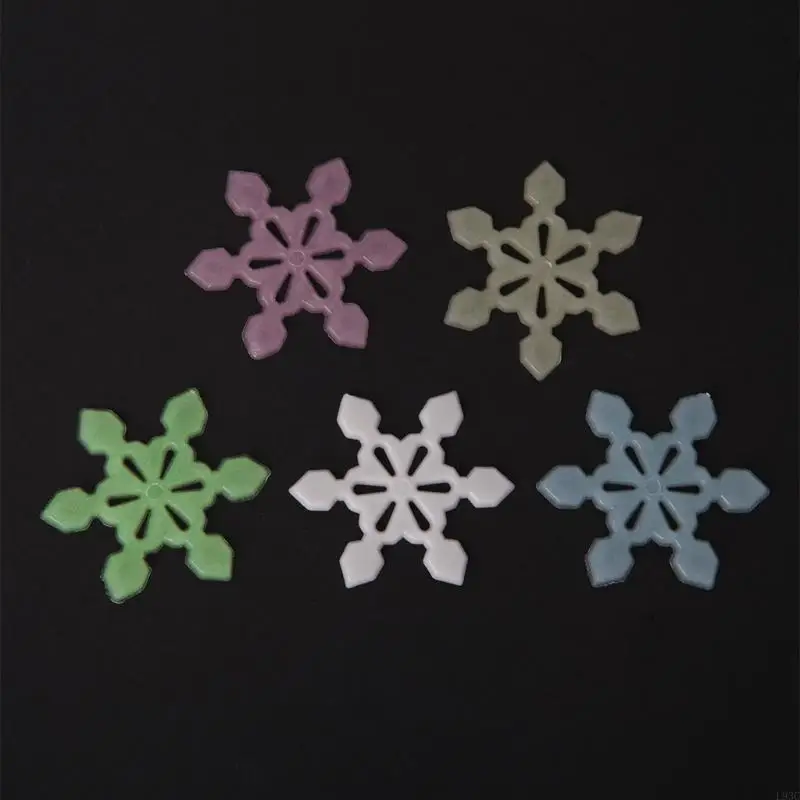 L93C 50Pcs 3D Luminous Snowflake Glow Light Home Garden Fluorescent Decal