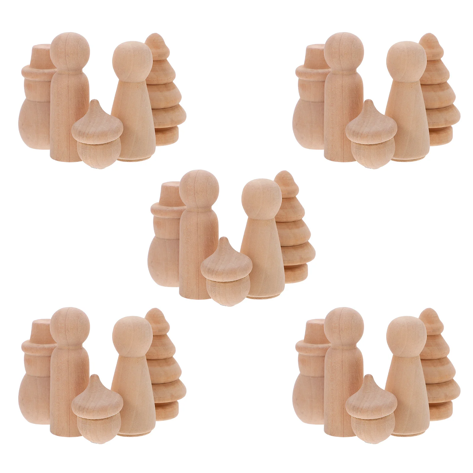 30 قطعة عيد الميلاد ربط خشبي لم تنته أشكال الخشب الطبيعي Diy بها بنفسك عطلة الحرف ثلج شجرة الصنوبر مخروط الاطفال طقم طلاء #2